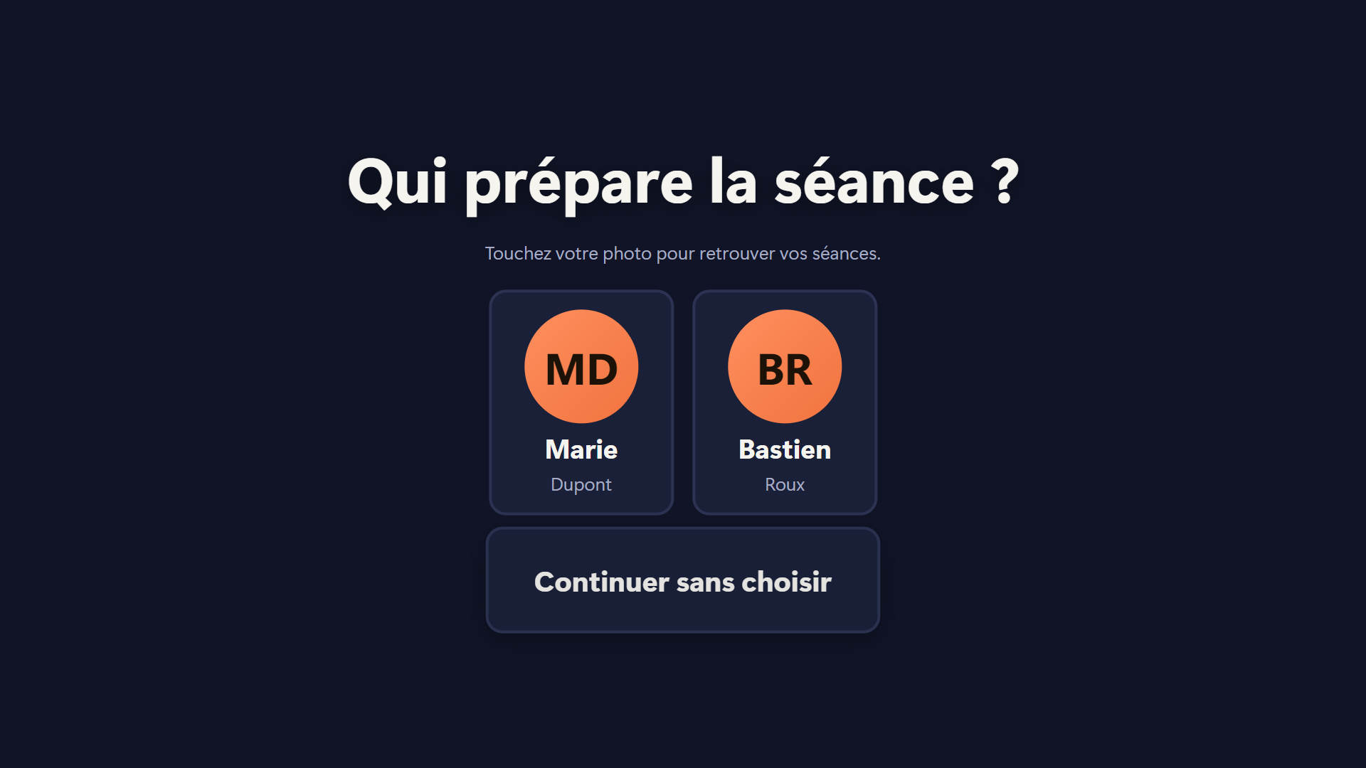 Les tuiles des animateurs de l'établissement